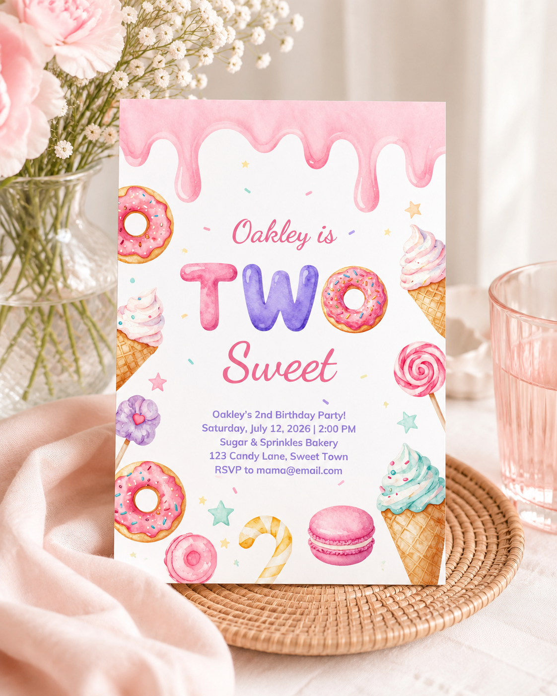 Two Sweet Birthday Invitation