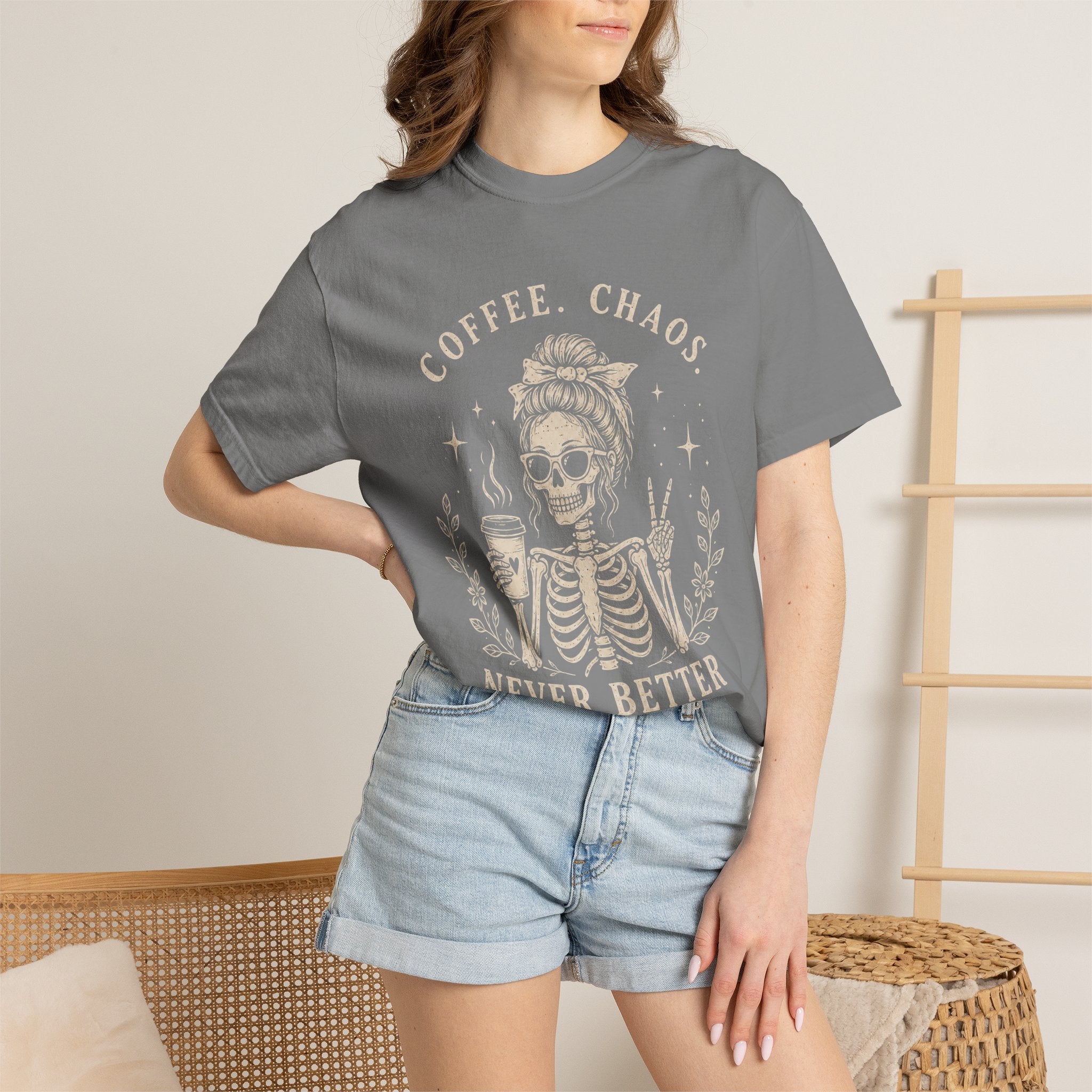Coffee Chaos Skeleton T-Shirt