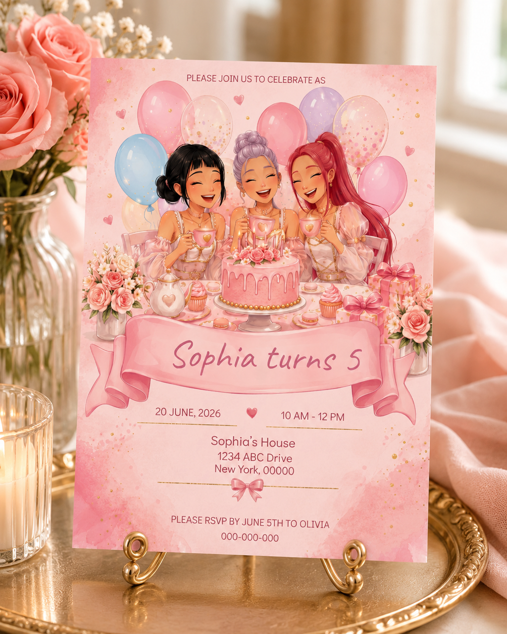 KPOP Demon Hunters Birthday Invitation Template