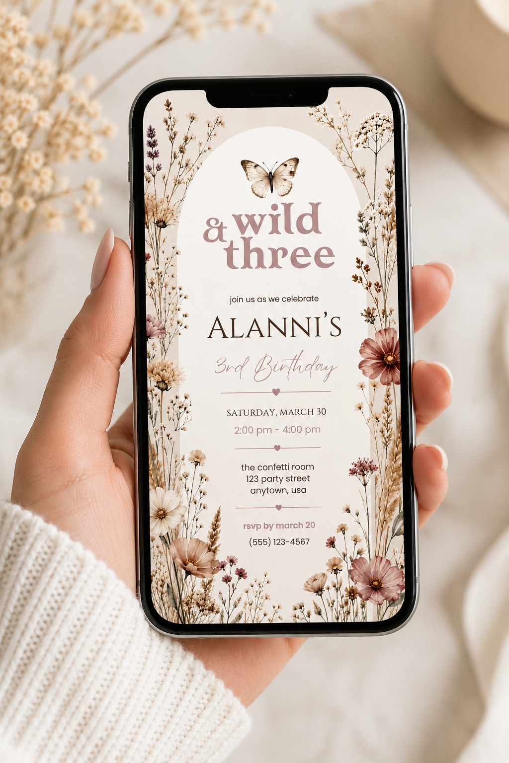 Wild and Three Invitation Template