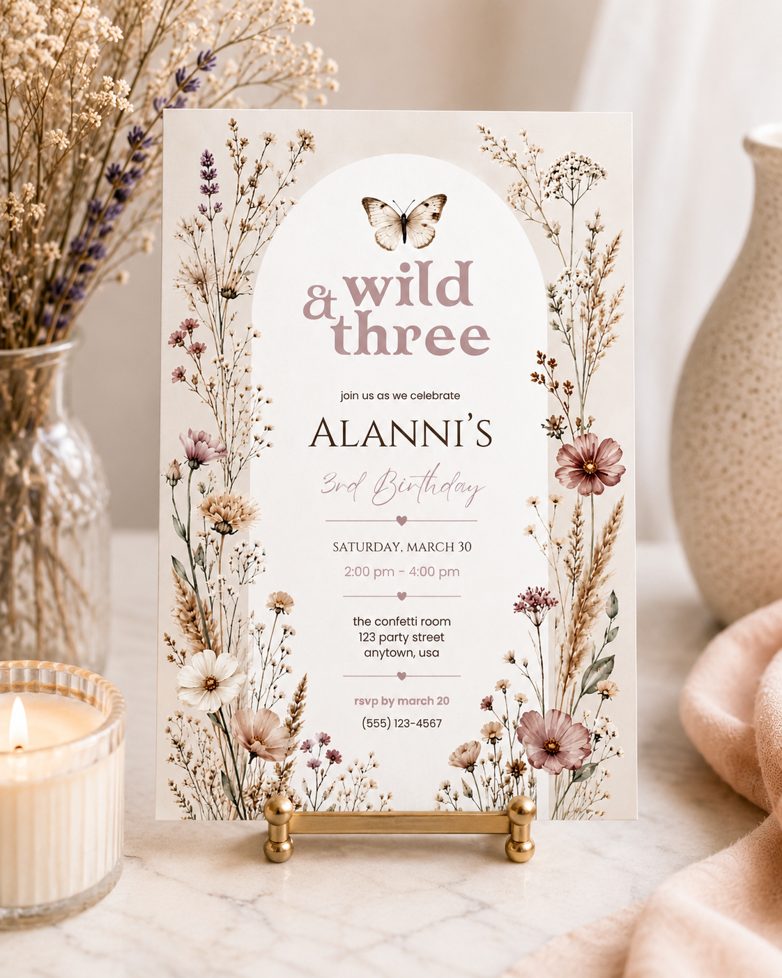 Wild and Three Invitation Template